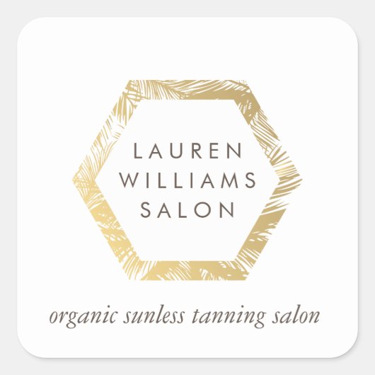 Golden Palms Spray Tanning Salon Logo on White Vierkante Sticker (Voorkant)