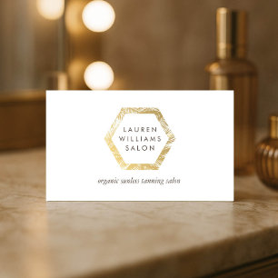 Golden Palms Spray Tanning Salon Logo on White Visitekaartje