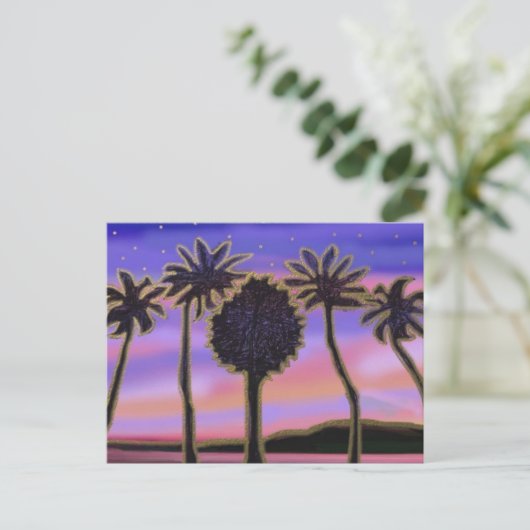 Golden Palms Sunset Briefkaart (Staand voorkant)