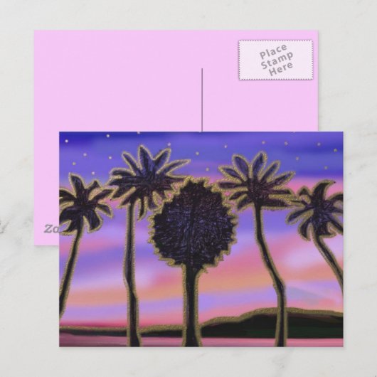 Golden Palms Sunset Briefkaart (Voorkant / Achterkant)