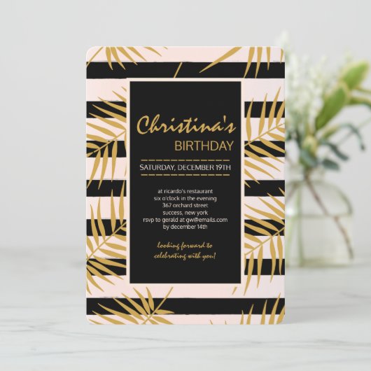 Golden Palms-uitnodiging Kaart (Staand voorkant)