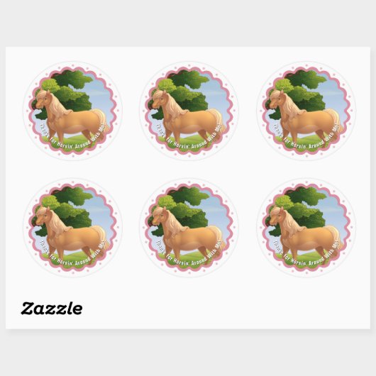 Golden Palomino Pony Ronde Sticker (Vel)