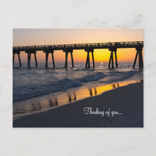 Golden Panama City Beach Zonsondergang Reflecties Briefkaart