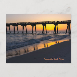 Golden Panama City Beach Zonsondergang Reflecties Briefkaart