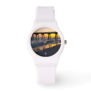 Golden Panama City Beach Zonsondergang Reflecties  Horloge