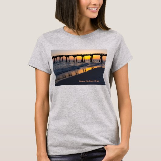 Golden Panama City Beach Zonsondergang Reflecties T-shirt (Voorkant)