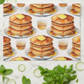 Golden Pancake Morning Waterverf Siroop en boter Theedoek (Gevouwen)