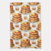 Golden Pancake Morning Waterverf Siroop en boter Theedoek (Verticaal)