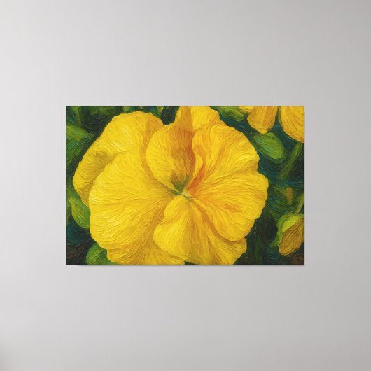 Golden Pansy Brushstroke Canvas Afdruk (Voorkant)