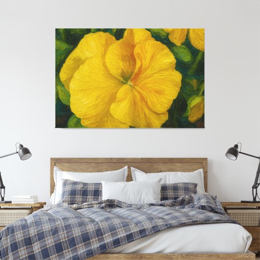 Golden Pansy Brushstroke  Canvas Afdruk (Insitu (Slaapkamer))