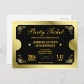 Golden Party Ticket Briefkaart (Voorkant / Achterkant)