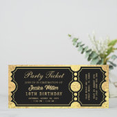 Golden Party Ticket Invitation Kaart (Staand voorkant)