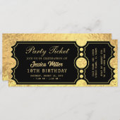 Golden Party Ticket Invitation Kaart (Voorkant / Achterkant)
