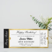 Golden Party Ticket Invitation Kaart (Staand voorkant)