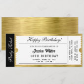 Golden Party Ticket Invitation Kaart (Voorkant / Achterkant)