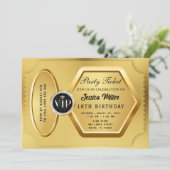 Golden Party Ticket Invitation Kaart (Staand voorkant)