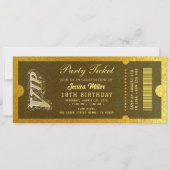 Golden Party Ticket Invitation Kaart (Voorkant)