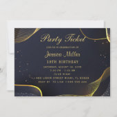 Golden Party Ticket Invitation Kaart (Voorkant)