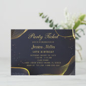 Golden Party Ticket Invitation Kaart (Staand voorkant)