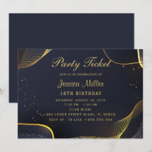 Golden Party Ticket Invitation
