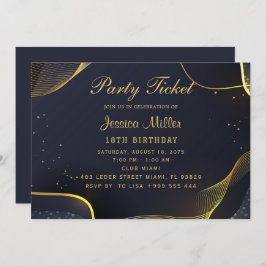 Golden Party Ticket Invitation Kaart