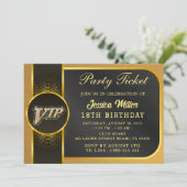 Golden Party Ticket Invitation Kaart (Staand voorkant)