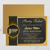 Golden Party Ticket Invitation Kaart (Voorkant / Achterkant)