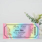 Golden Party Ticket Invitation Kaart (Staand voorkant)