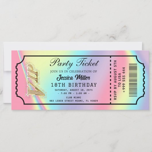 Golden Party Ticket Invitation Kaart (Voorkant)