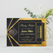 Golden Party Ticket Invitation Kaart (Staand voorkant)