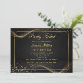 Golden Party Ticket Invitation Kaart (Staand voorkant)