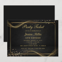 Golden Party Ticket Invitation