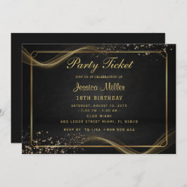 Golden Party Ticket Invitation Kaart