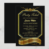 Golden Party Ticket Invitation Kaart (Voorkant / Achterkant)