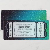 Golden Party Ticket Invitation Kaart (Voorkant / Achterkant)