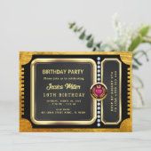 Golden Party Ticket Invitation Kaart (Staand voorkant)