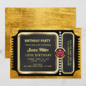 Golden Party Ticket Invitation Kaart (Voorkant / Achterkant)
