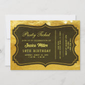 Golden Party Ticket Invitation Kaart (Voorkant)