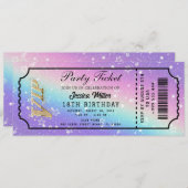 Golden Party Ticket Invitation Kaart (Voorkant / Achterkant)