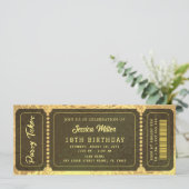 Golden Party Ticket Invitation Kaart (Staand voorkant)