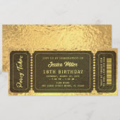 Golden Party Ticket Invitation Kaart (Voorkant / Achterkant)