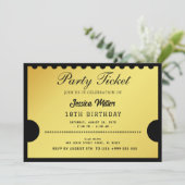 Golden Party Ticket Invitation Kaart (Staand voorkant)