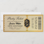 Golden Party Ticket Invitation Kaart (Voorkant)