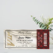 Golden Party Ticket Invitation Kaart (Staand voorkant)