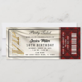 Golden Party Ticket Invitation Kaart