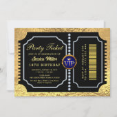Golden Party Ticket Invitation Kaart (Voorkant)