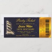 Golden Party Ticket Invitation Kaart (Voorkant)