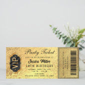 Golden Party Ticket Invitation Kaart (Staand voorkant)