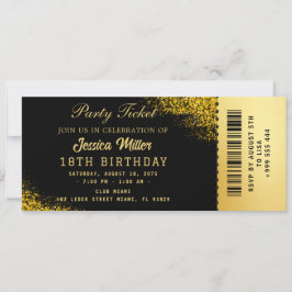 Golden Party Ticket Invitation Kaart