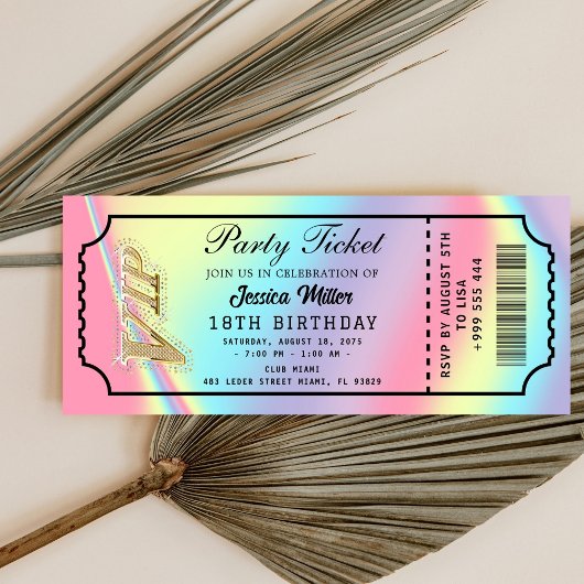 Golden Party Ticket Invitation Kaart